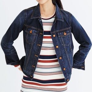 Madewell The Jean Jacket in Briarwood Wash - Classic Dark Blue Denim Jacket